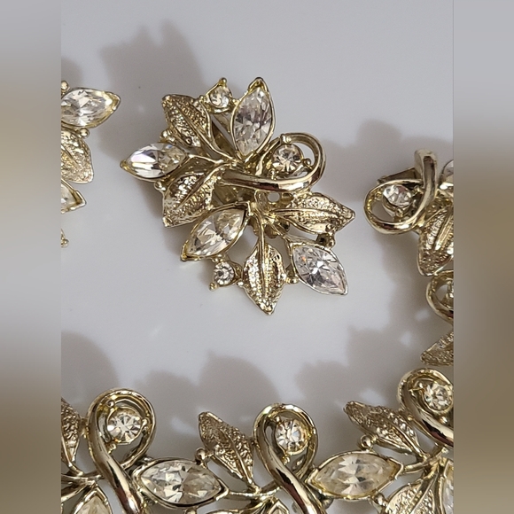 Vintage coro ? SET bracelet clip on earrings rhinestones looks NEW! VTG 50's MCM - Picture 8 of 16